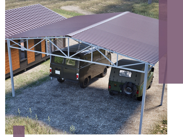 Двускатные навесы под ключ в Магнитогорске — изготовление и монтаж